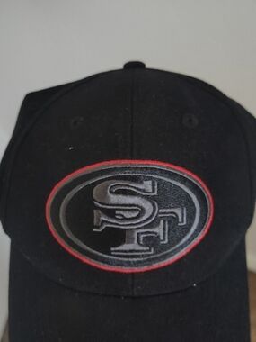 NFL Black San Francisco 49ers Logo Baseball Cap with Red Accent